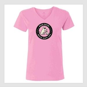 Teddy The Dog “ NICE SAVE”  Women’s V Neck T - Large